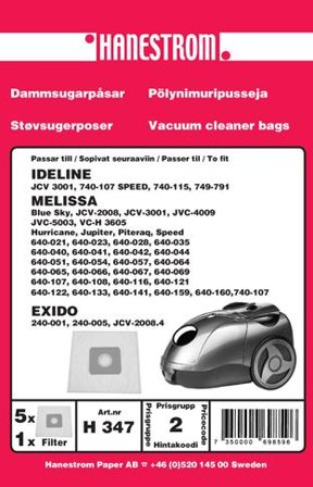 HANESTRÖM Dammsugarpåsar MELISSA JCV-2008,VC-H3605