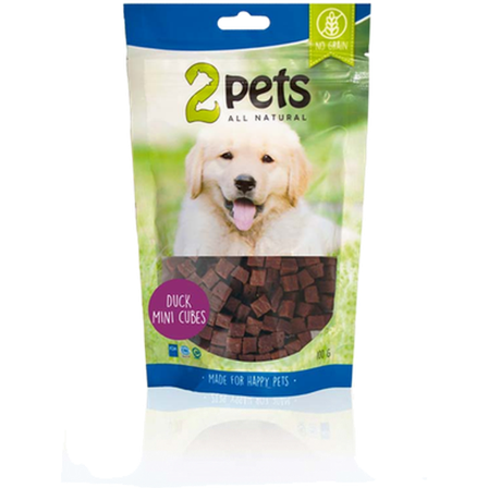 2 pets - Dogsnack MiniCubes Duck 100 g - Hund - Hundegodbiter & tyggebein - Naturlige godbiter for hund - ZOO.no