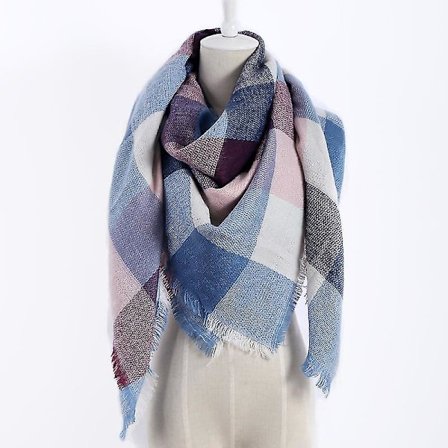 Naisten lämmin huopa huivi neliö talvi huivi suuri infinity huivi raidallinen