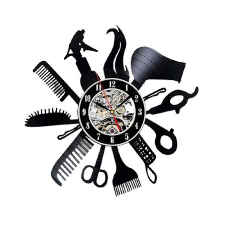 SQCLV Frisør Vinyl Klokke - Plate Veggkunst - Frisørsalong Innredning - Frisør Gaver (FMY)