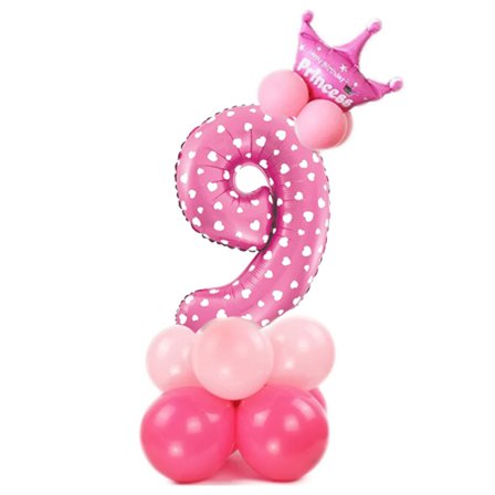 Ballonsæt Stående Pink "0-9" Ciffer 9