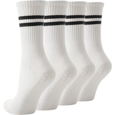 4 Par - Sokker - Dame Høj Pilates Skridsikre Sokker - Yoga Pilates Sokker m/ Grip - Non
