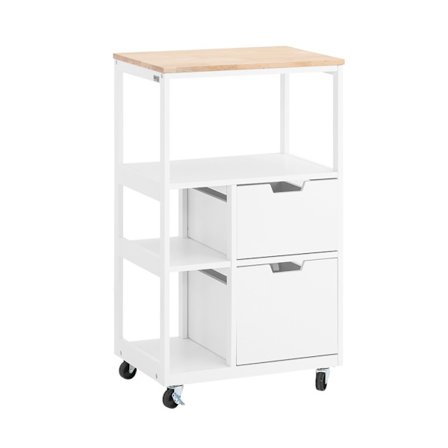 SoBuy Køkkenvogn med 2 skuffer i træ 53x37x89.5cm, industriel FKW111-WN