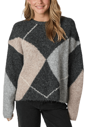 Neo Noir Inga Check Fluff Knit Blouse Stickat Dam Grå 36