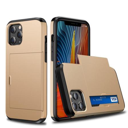 Iphone 12 Pro Max - Hybrid Skal Med Kortfack - Guld Gold Guld