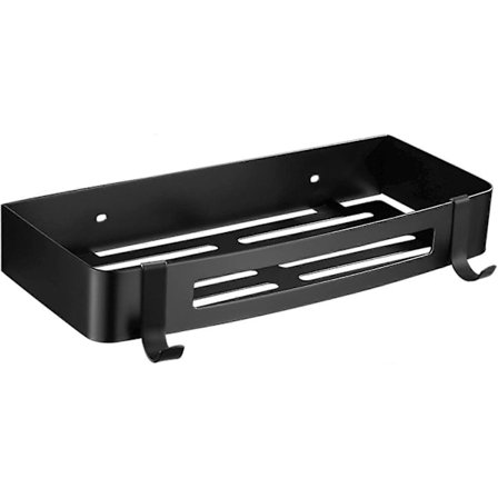 Dusjhylle i rustfritt stål, baderomshylle, dusjoppbevaringshylle, uten skruer, uten boring, selvklebende, uten søl, veggmontert, svart