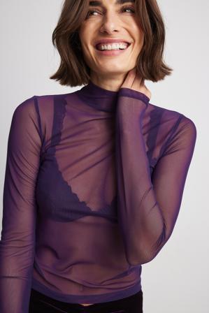 NA-KD Haut en maille col polo - Tops - Violet - X-Small