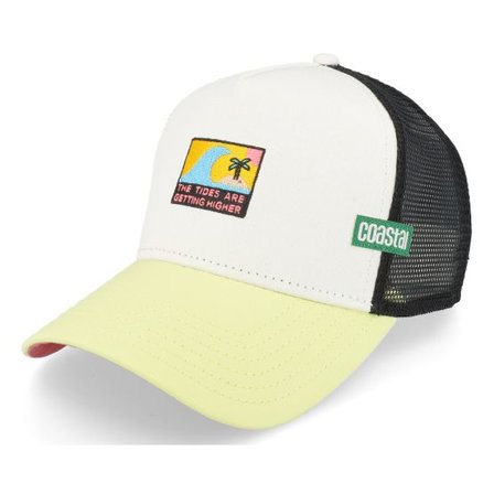 Coastal - Vit trucker Keps - Highertides White/Black/Yellow Trucker @ Hatstore