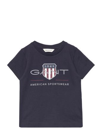 Archive Shield Ss T-Shirt Tops T-Kortærmet Skjorte Blue GANT