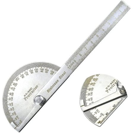 Træbearbejdningsprotraktor 10cm Rustfrit Stål 0-180 Grads Vinkelmåler Aftagelig Rotationsrundt Hoved Protraktor Universal Gonimeter Vinkel Finder 