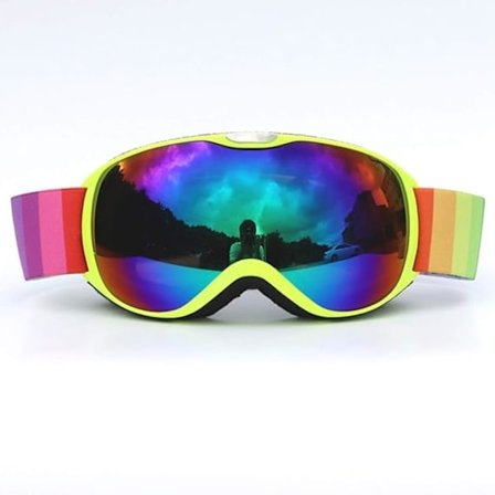 Ski briller for barn - Hjelmkompatible - for barn og ungdom - OTG Design Sklisikker stropp UV400 Beskyttelse, (Grønn ramme)