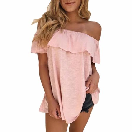 Plus Size Dame Sommer Off Shoulder Kortærmet Bluse T-Shirt