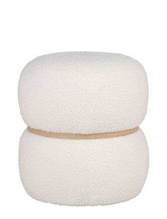 House Nordic Niva - Pouf In Teddy, White, Ø38X41 Cm - White - ONE SIZE