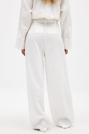 NA-KD Classic Pantalon large en lin - Pantalons en lin - Blanc - EU 40