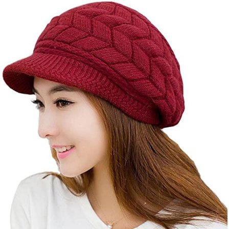 Dame Vinter Beanie Hat Varm Strikket Slouchy Uld Huer Cap med