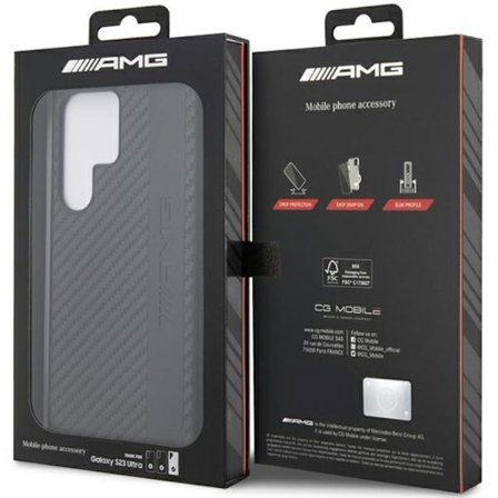 AMG Galaxy S23 Ultra Skal Carbon Stripe & Embossed - Sort