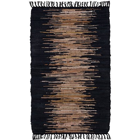 Nahkainen lattiamatto 60x90cm – Musta-beige