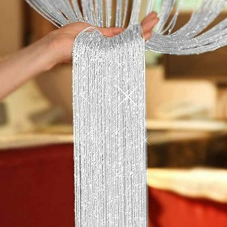 Glittertrådsdörrgardinpanel, flugskärm, dörrdelare för fönsterdekoration 100x200cm (vit)