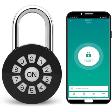 Hænglås til udendørs brug, Bluetooth lille hængelås med kode, genopladelig app-styret kombinationslås vejrbestandig kode