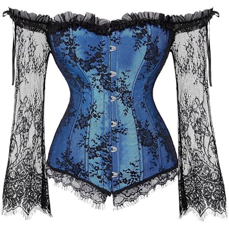 Korsetter för kvinnor Overbust Bustier Top Gothic Sexy Shoulder