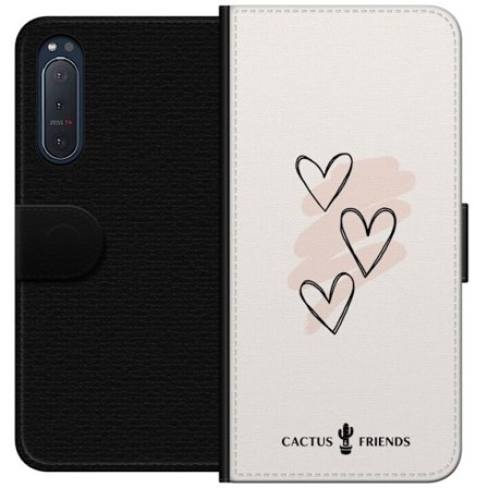 Yhteensopiva Lompakkokotelo Sony Sony Xperia 5 II Cactus and Friends - Soft Romance Sketch