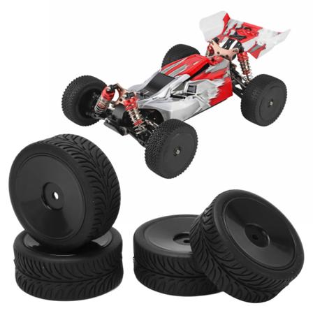 4 stk. RC gummidæk 65mm lukkede dæk med bue mønster til WLToys 144001 RC 1/14 Off Road køretøj