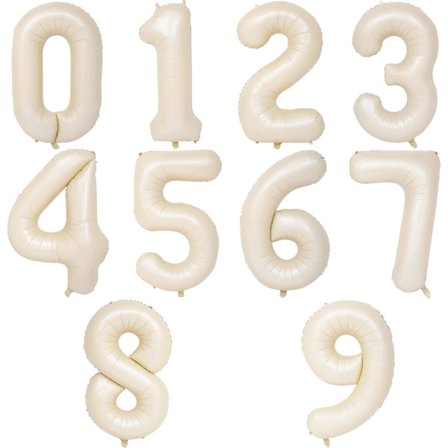 101 cm (40 tommer) Creme Folie Ballon Tal 0-9 Sæt, Kæmpe Helium Balloner til Fødselsdagsfester, Bryllupsdekorationer, Jubilæumsfest