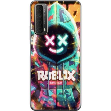 Yhteensopiva Puhelinkuori Huawei Huawei P smart 2021 Neonvärisellä Roblox-hupparihahmolla on hehkuvia efektejä ja energialla täytetty tausta, mode