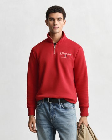 GANT Herren 1949 Graphic Sweatshirt mit Reißverschlusskragen (XL) Rot
