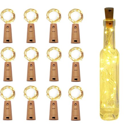 12-pack 20 LED Flasklampor Fairy String LED-lampor (Varmvit)