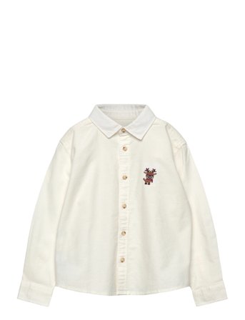 Mango Shirt With Reindeer Embroidery - White - 8