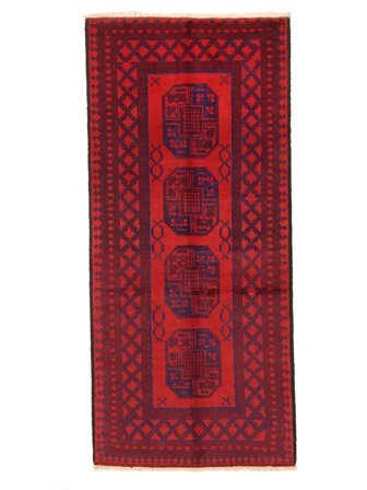 Oosters Afghan Fine Vloerkleed 83X186 Tapijtloper Donkerrood/Zwart Wol, Afghanistan