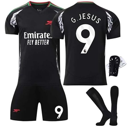2425 Arsenal udebanetrøje Jesus fodbolduniformssæt med sokker + beskyttelsesudstyr