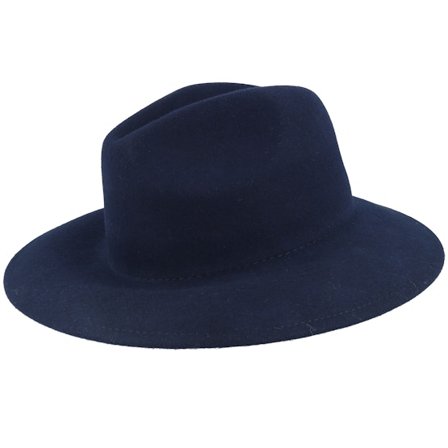 Seeberger - Blue - fedora - Hat - Wool Felt Navy Fedora - Hatstore
