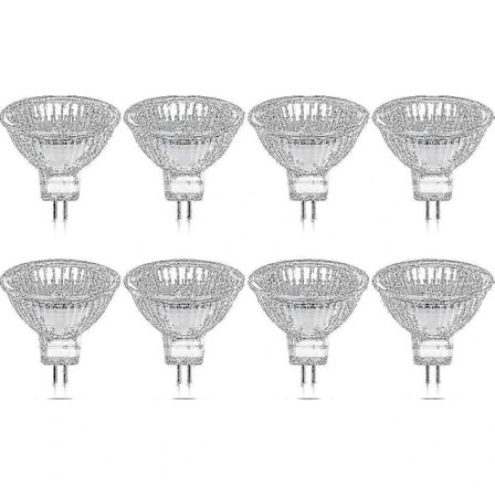 8-pak 35W 12V Dæmpbare Halogen Gu5.3 Mr16 Pærer - Varm Hvid 2800k, 400 Lumen, Glasbeskyttelse