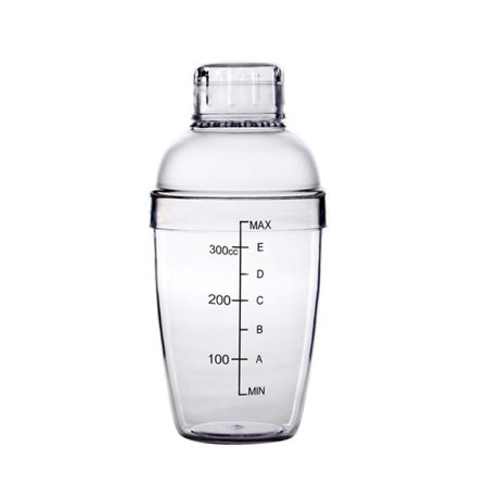 Martini Shaker i Plastik - Cocktail Shakere - 4 Størrelser - Til Barer og Hjemmekøkkener - Med Mål - Sort - 350 ml