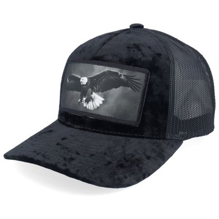 Calza Pennello - Svart trucker Keps - Eagle Big Patch Velvet Black Trucker @ Hatstore