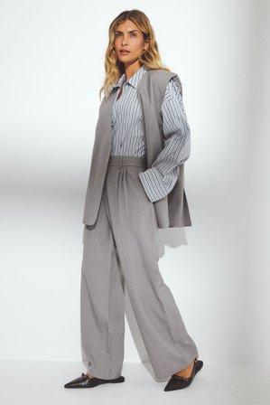 NA-KD weite Anzughose mit mittlerer Taille - Business Hosen - Grau - EU 44