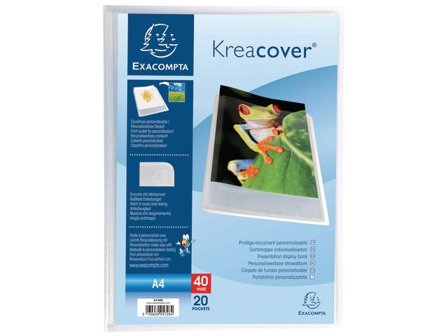 EXACOMPTA Demobok, Kreacover A4, 20 fickor, anpassningsbar framsida, halvhård återvunnen polypropen, crystal - Lyreco - Kontorsmaterial - Pärmar och 