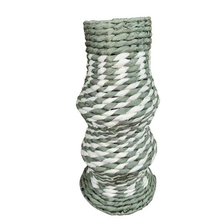 Maljakko kannella, 12x12x35cm, paperiköysi, valkoinen minttu