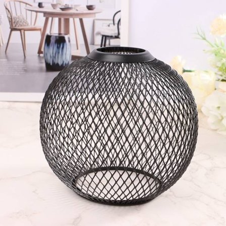 Ihålig metall hängande lampskärm Ljuskrona för vardagsrum, svart