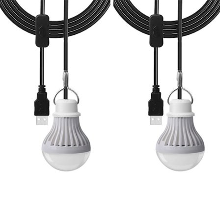 2-pak LED-lampe for camping 5W USB-sengelampe for barn Bærbar LED-lampe nødblinklys