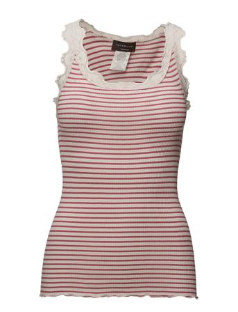 Silk Top W/ Lace Top Ærmeløs Top Lyserød Rosemunde