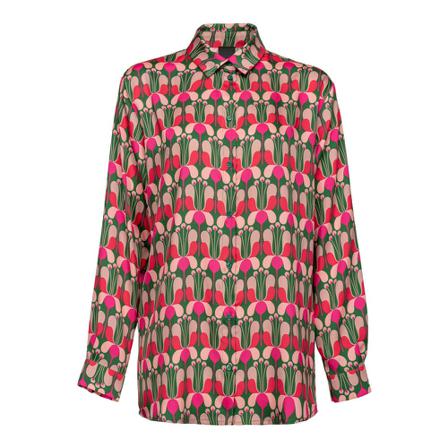 Pinko Carmela Twill Shill ST. Liberty flower , Rood , Dames , Maat: M Longsleeve shirts