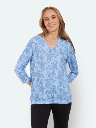 SIGNATURE - 3/4 Ærmet T-shirt - Lys Blå - Paisley Print