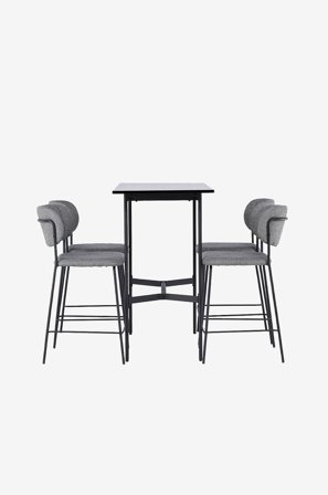 Venture Home - Spisegruppe Rax med 4 stk stoler Bell - Svart - Spisegruppe 4 personer - Fra Homeroom
