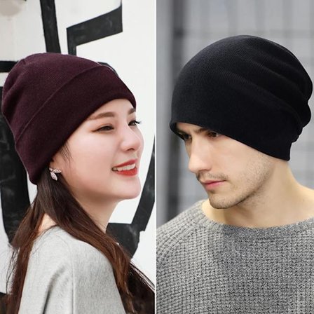 Enfärgad Skullies Beanies För Kvinnor Män Höst Vinter Varm yllestickad mössa Casual Elastisk Skullcap-huv Unisex melonkeps