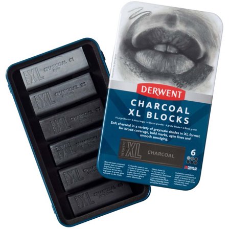 Derwent Charcoal XL Blocks Tin Lot de 6