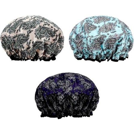 3-pak Dubbel Lag Duschhætte Vandtæt Elastisk Badehat til Kvinder Brusebad Spa Salon Multicolor
