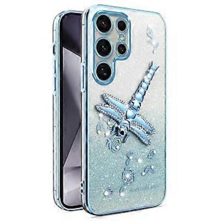 KADEM Skal till Samsung Galaxy S25 Ultra Fjäril Ställ TPU Blommor Glitter Mobilskal (Stil C)